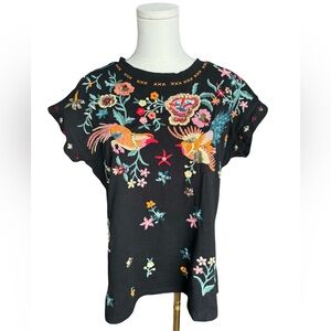 Johnny Was Soha Relaxed Sequin Embroidered Top